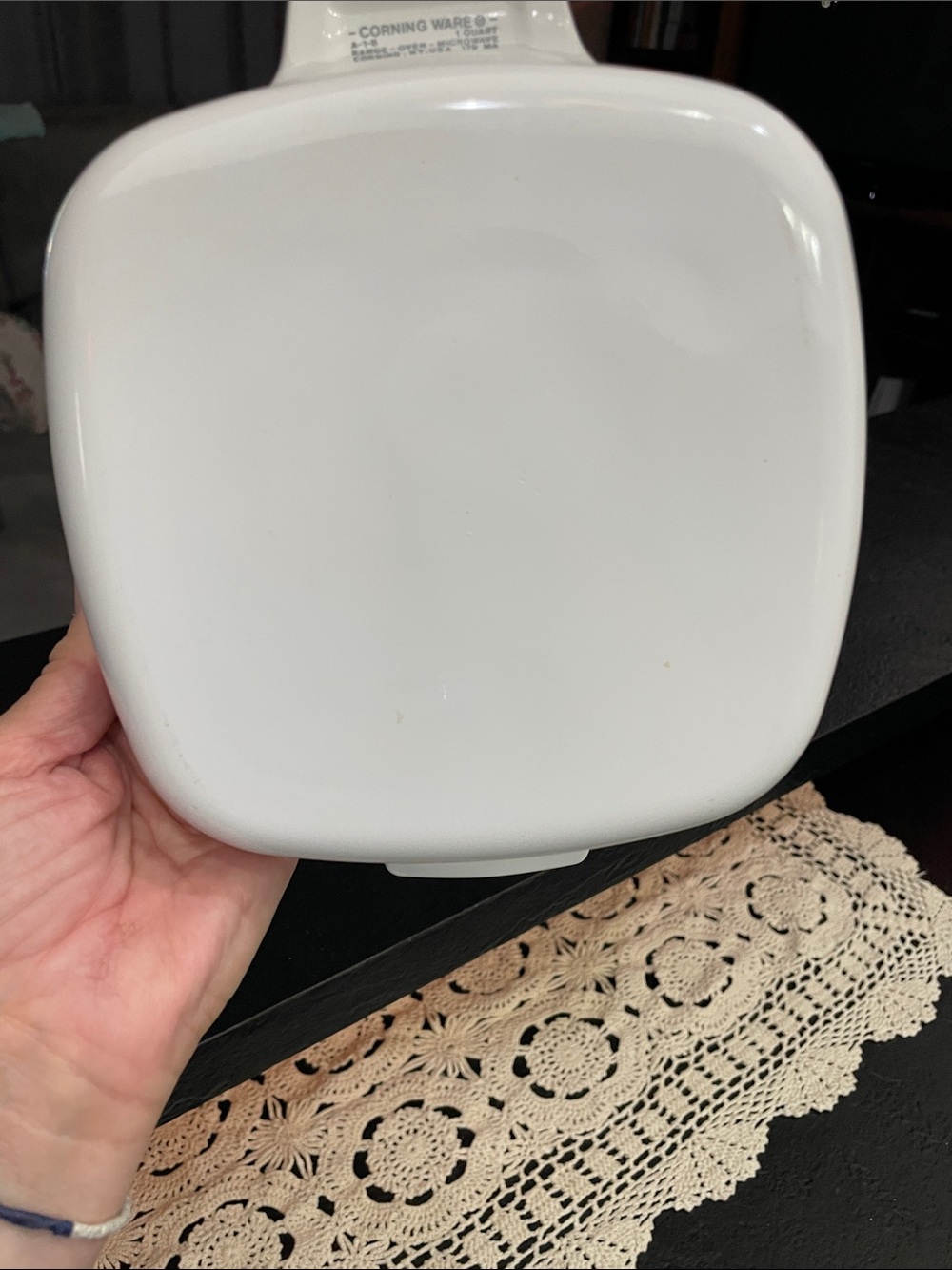 Corning Ware 1-Qt White Ceramic Baking Dish with Vegetable Motif - Picture 7 of 7